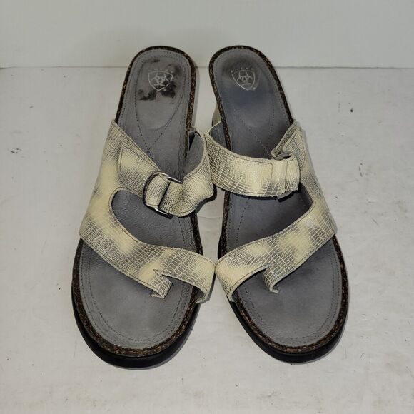Ariat Sandals Womens Sz 8.5B Lizard Print Wedge Gray Animal Print Casual 20981 - Picture 3 of 15